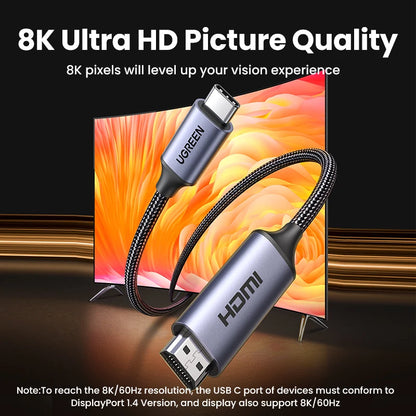 UGREEN Cavo USB C a 4K 8K compatibile HDMI 8K/60Hz 4K/120Hz per MacBook Pro iMac iPad Pro per Samsung Galaxy USB C a HDMI 2.1