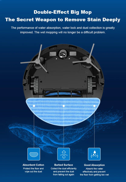 (codice promozionale:AEAE10) Liectroux Robot aspirapolvere, navigazione Laser, aspirazione 6500pa, mappa Multi-pavimento, straccio bagnato a forma di Y, zona No-Go APP personalizzata,