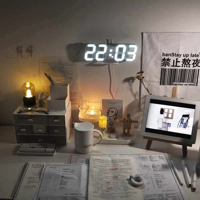 Orologio Digitale Led 3D Da Parete Con Modalità Notte Decorazione Elegante Per Camera Da Letto