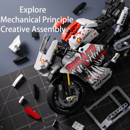 Set Blocchi Moto V4s Racing Con Supporto Esposizione Gioco STEM Per Adulti E Bambini Regalo Unisex