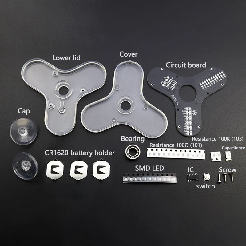 Kit Elettronico Fai Da Te Con Led E Gyro Per Circuiti Stampati Saldatura Facile E Componenti Inclusi