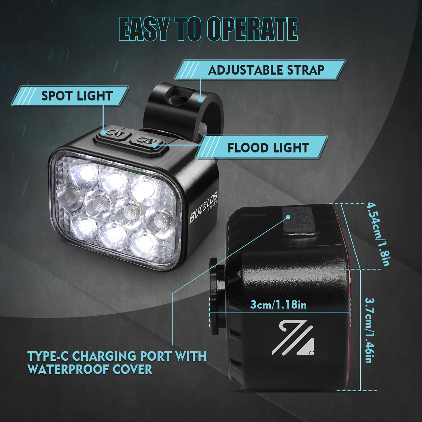 Luci Frontali e Posteriore per Bicicletta Ricaricabili USB Impermeabili LED COB MTB e Bici da Strada