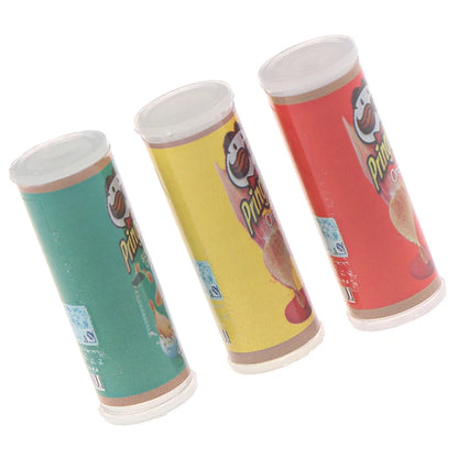 Set Tre Pezzi Patatine In Bottiglia Miniatura Scala Uno Dodici Per Casa Delle Bambole Cibo Giocattolo