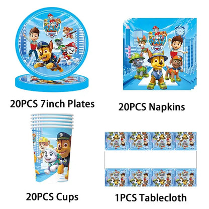 NUOVO Paw Patrol Compleanno Forniture Bomboniere Buon Compleanno Paw Patrol Kit di decorazioni per feste Piatto a palloncino Tazza Borsa regalo Adesivo per bambini