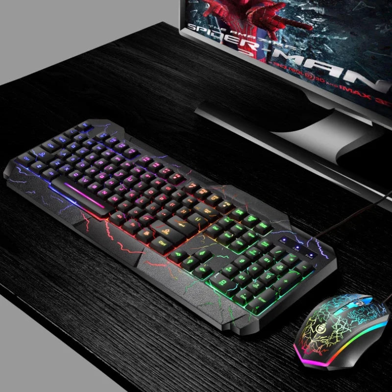 Combo Tastiera Meccanica Da Gaming Cablata Con Led Retroilluminata E Mouse Incluso