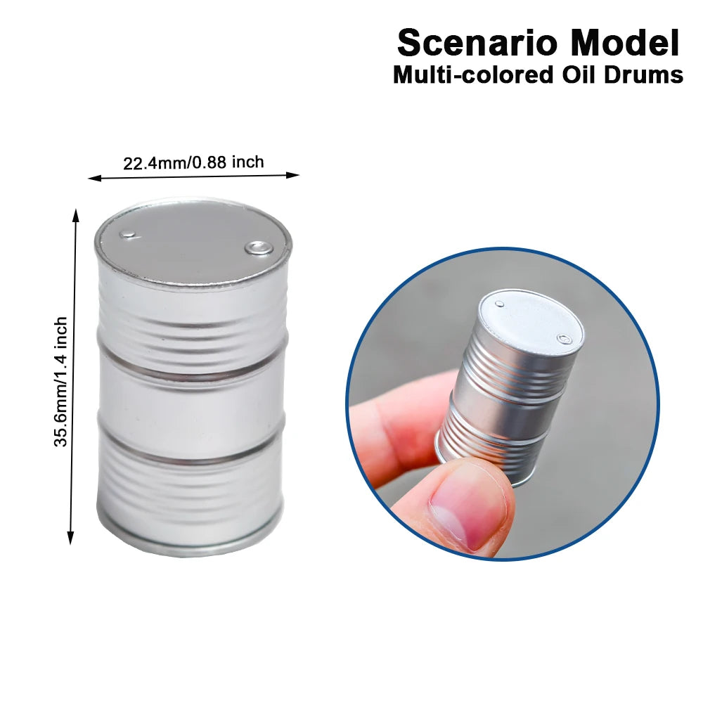 Set da 4 Contenitori in Miniatura Tamburo Dell'Olio in Resina per Diorama Camion e Scrivania