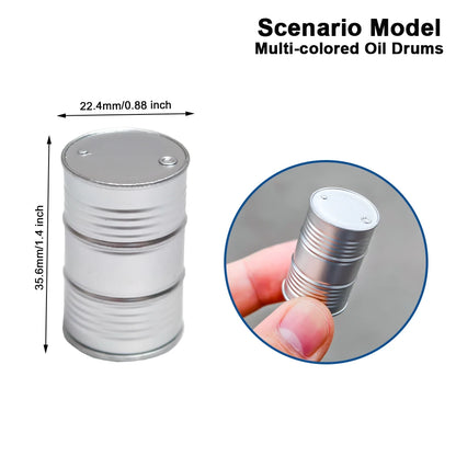 Set da 4 Contenitori in Miniatura Tamburo Dell'Olio in Resina per Diorama Camion e Scrivania