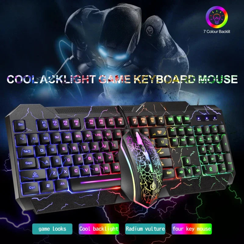 Combo Tastiera Meccanica Da Gaming Cablata Con Led Retroilluminata E Mouse Incluso