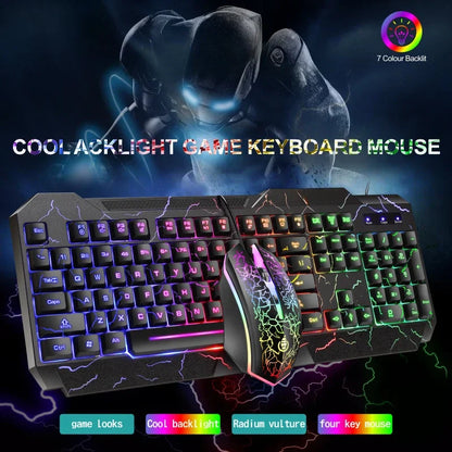 Combo Tastiera Meccanica Da Gaming Cablata Con Led Retroilluminata E Mouse Incluso
