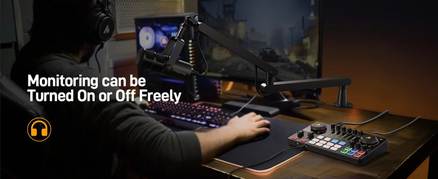 MaonoCaster E2 Gen2 Interfaccia Audio Mixer con Doppio Ingresso XLR per Podcast, Streaming Live e Gaming
