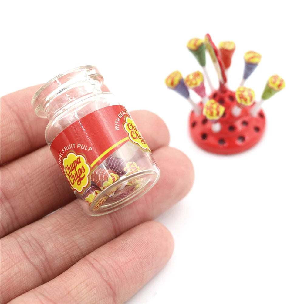 Lecca Lecca Miniatura Con Custodia Per Casa Delle Bambole Dolce Plastica Accessori Cucina