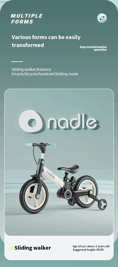 Bicicletta Per Bambini Pieghevole 2 In 1 Con Pedali Età Da 1 A 6 Anni Telaio In Alluminio