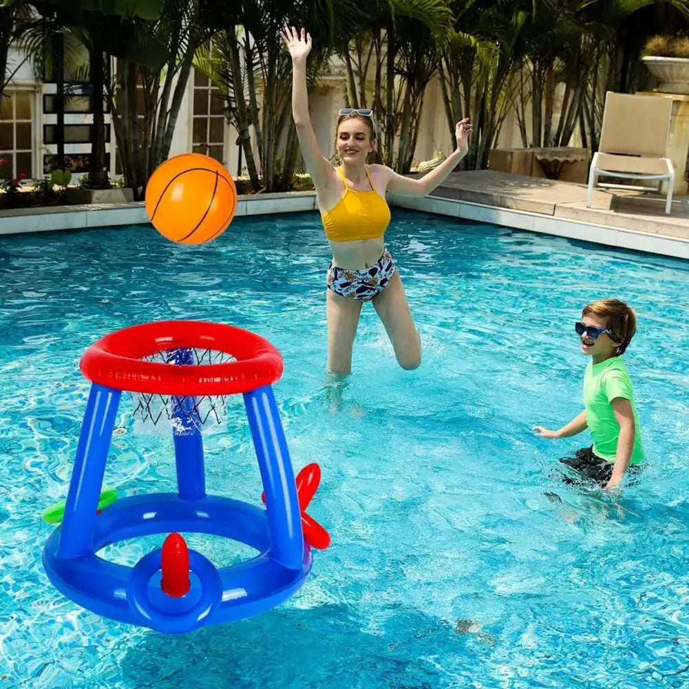 Set Giochi Galleggianti Per Piscina Con Canestro Gonfiabile E Anelli Lancio Per Famiglie E Adulti