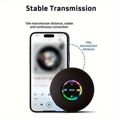 Altoparlante Bluetooth portatile wireless mini con LED, microfono e ventosa, impermeabile IPX4, ideale per viaggi, attività all'aperto e bagno