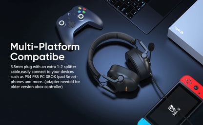 SENZER SG500 Surround Sound Pro Cuffie da gioco con microfono con cancellazione del rumore - Cuffie pieghevoli portatili per PC, PS4, PS5, Xbox