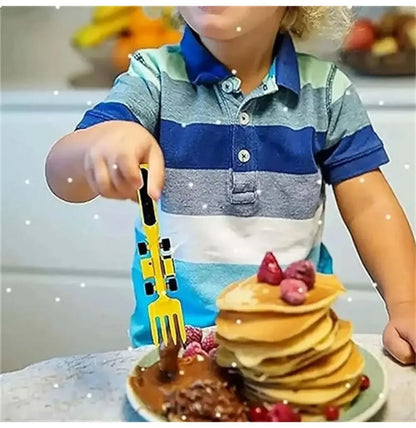 Stoviglie Per Bambini Set Auto Bulldozer Escavatore Pala Piatto Forchetta Cucchiaio BPA Free Ecologiche