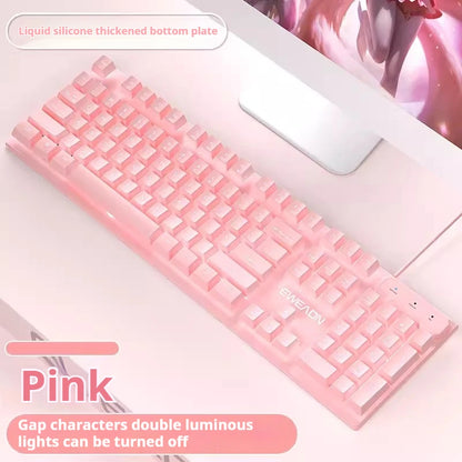 EWEADN GX320Z Tastiera da ufficio silenziosa rosa, digitazione silenziosa cablata USB per PC/laptop Windows, ufficio e giochi, ergonomica, confortevole
