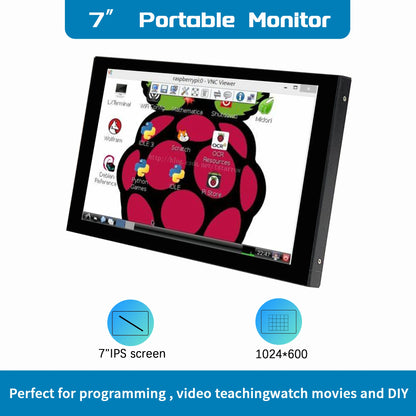 Raspberry Pi 7 pollici NONTouch Schermo IPS 1024x600 HD LCD Display HDMI per RPI 4B 3B + 3B PC Schermo secondario Monitor portatile