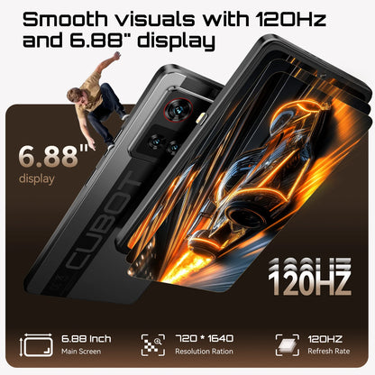 Cellulari Smartphone 5G Cubot X100, Android 15, Dimensity 7025, 6nm, 2.5GHz, schermo da 6.88 pollici 120Hz, 16GB RAM (8GB+8GB estesi), 256GB ROM, fotocamera da 64MP, batteria da 5100mAh, telefoni 5G, NFC telefono, GPS