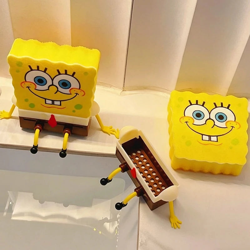 Spugna Per Piatti Con Spazzola Integrata SpongeBob Panno Cucina Abrasiva Per Pulizia Efficace