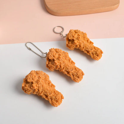 Portachiavi Con Cibo Imitato Pepite Fritte E Gamba Di Pollo Ciondolo Regalo Originale