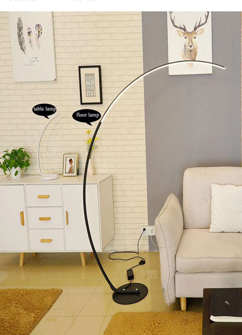 Lampada Da Terra Moderna A Arco Nordico Con LED Dimmabile E Telecomando Per Soggiorno E Camera Da Letto