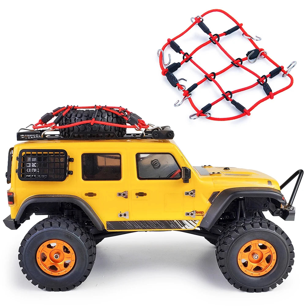 Decorazione Auto RC Mini Jack Stand Con Gancio Rimorchio E Rete Per Bagagli 1 18 E 1 24 Scale
