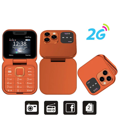 Telefono Cellulare Flip 2G Doppia SIM 1,77 Pollici Batteria 1000 mAh Lettore Video FM Jack Da 3,5 Mm