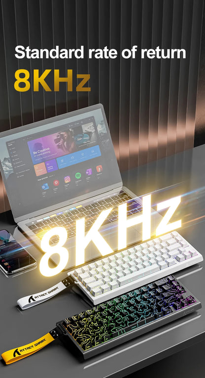 X68HE ATTACK SHARK Tastiera da gioco magnetica meccanica cablata per Pro Gaming Trigg rapido 0,01 mm 8000 Hz SOCD/Rs 0,125 ms 128 K Velocità