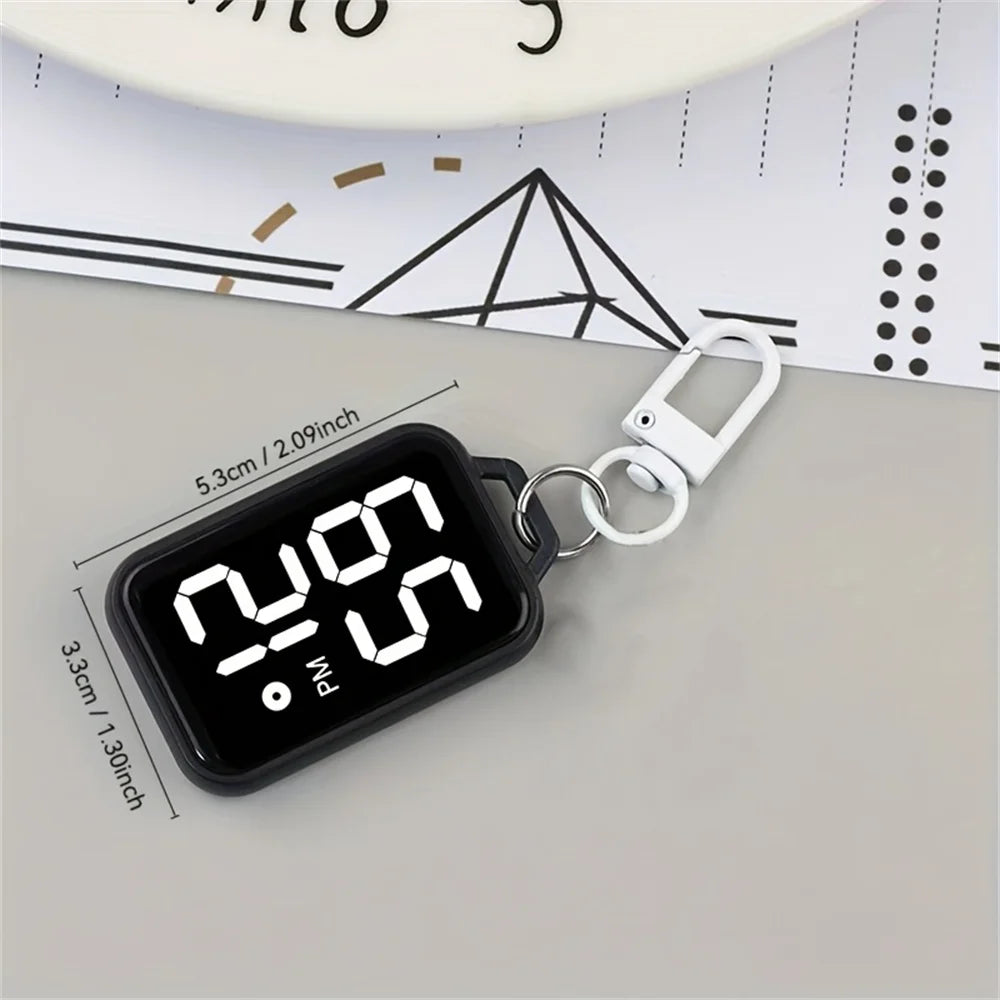 1/4 pezzi LED portachiavi orologio da tasca display digitale orologio elettronico per zaini per studenti giovani chiavi ciondolo orologio presente