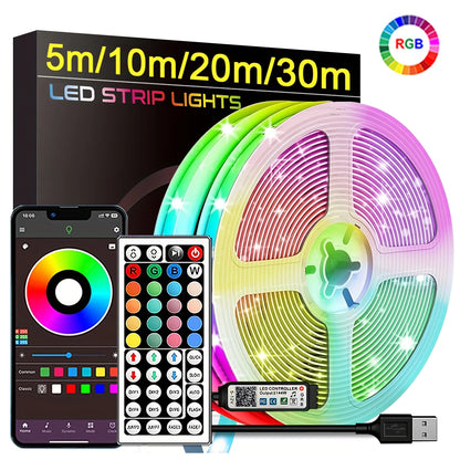 Strisce LED RGB Con Controllo App Nastro Flessibile 5m 10m 20m 30m Per Decorazione Camera Da Letto