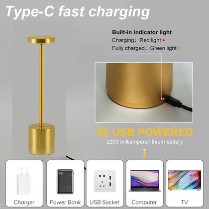 Lampada Da Tavolo Touch Led Ricaricabile Per Comodino E Scrivania Luce Notturna Ambientale Design Moderno
