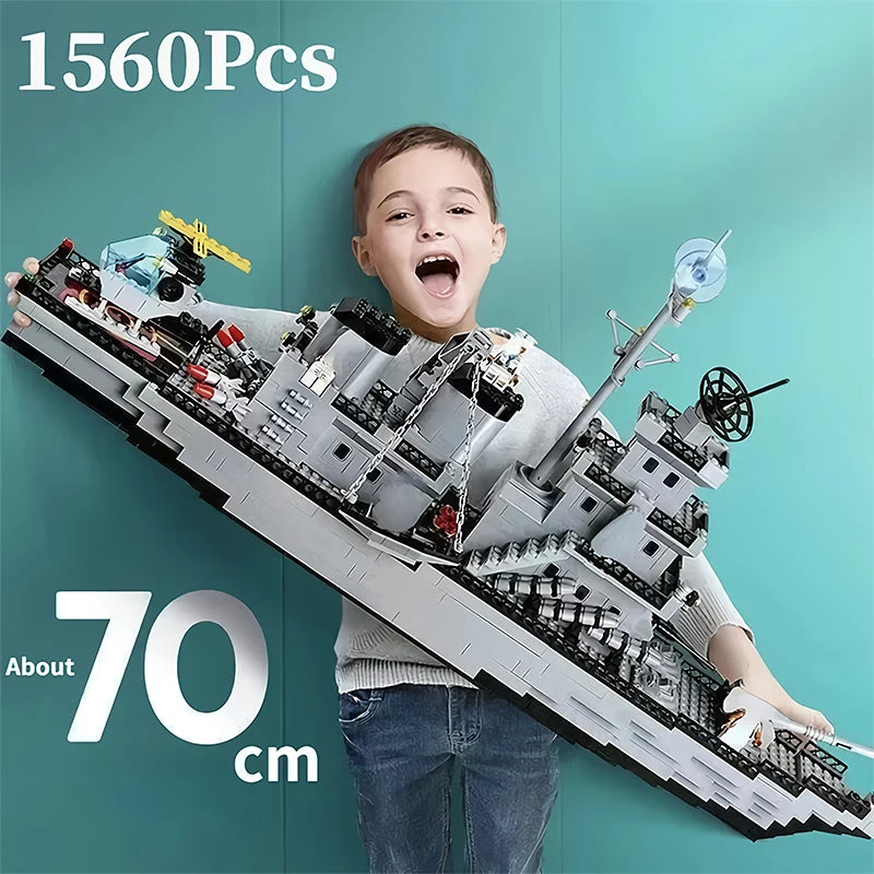 1560pcs 6 IN 1 Military Navy Ship set Building Blocks War Army Boat modello di aereo giocattoli per ragazzi mattoni giocattoli regali di natale