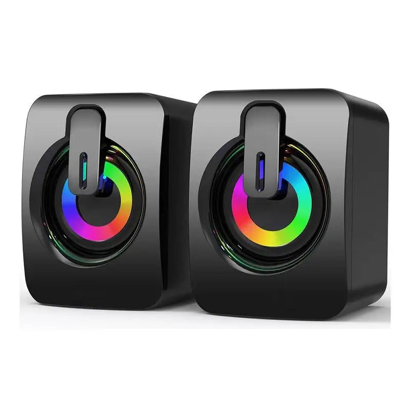 Altoparlanti per Computer, Sound Box PC HIFI Stereo con Microfono e Luce LED per Desktop, Altoparlanti RGB per Gaming con Audio Surround