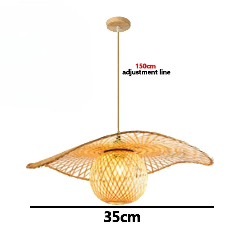 Lampada A Sospensione In Bambù E Rattan Intrecciato Lavorata A Mano Arredo Interni Caldo Per Sala Da Pranzo
