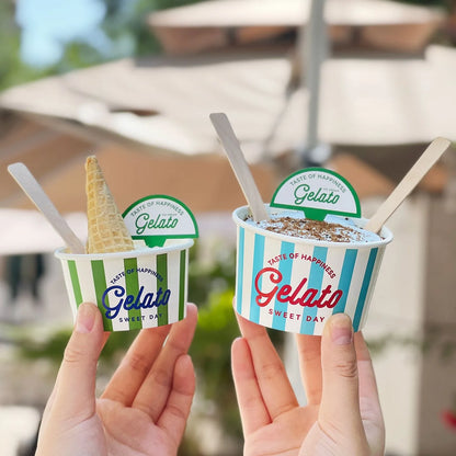 Bicchieri Per Gelato Personalizzati Con Logo Stampato In Carta E Ciotole Per Catering