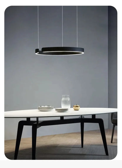 Lampada LED Circolare Sospesa Moderna Oro Rosa Bianco Nero Per Soggiorno E Sala Da Pranzo