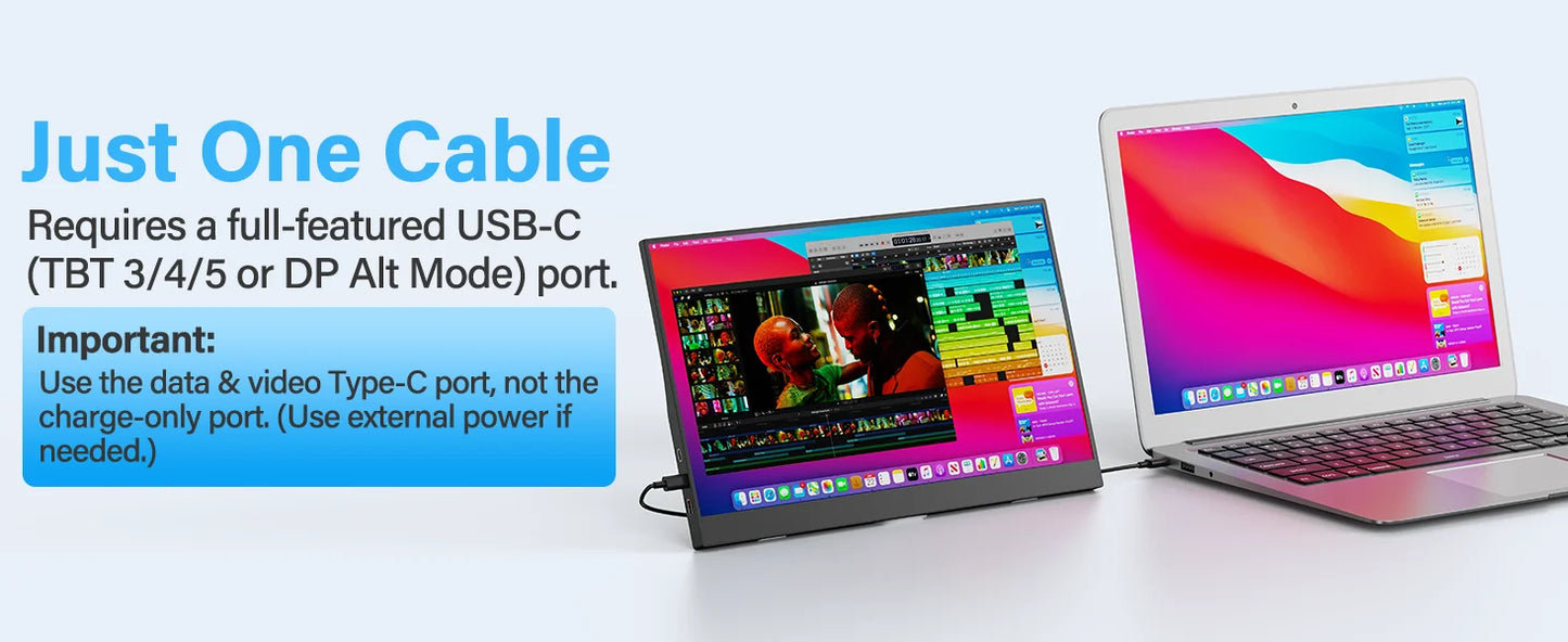 Monitor Portatile 15,6 Pollici FHD IPS 1920x1080 con USB C e Mini HDMI, Vesa, Display Esterno