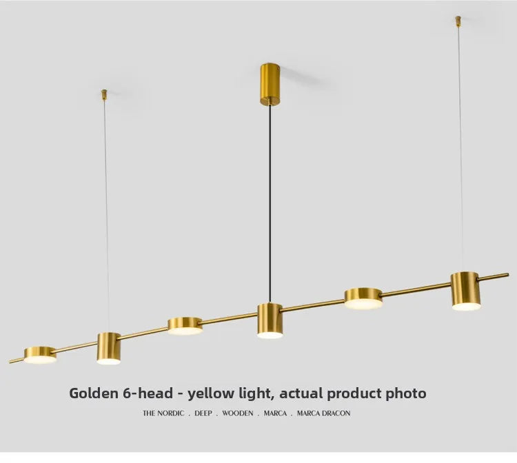 Lampada A Sospensione Postmoderna Tre Teste Per Ristorante In Ferro Nero E Oro Illuminazione Minimal Nordica Di Lusso