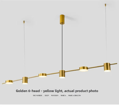 Lampada A Sospensione Postmoderna Tre Teste Per Ristorante In Ferro Nero E Oro Illuminazione Minimal Nordica Di Lusso