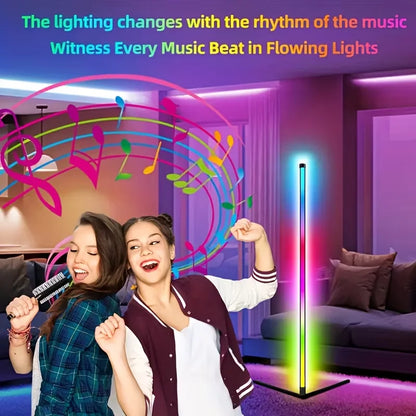 Lampada Da Terra Angolare Rgb Con Controllo Via App Dimmabile E Sincronizzazione Musicale Per Salotti Moderni