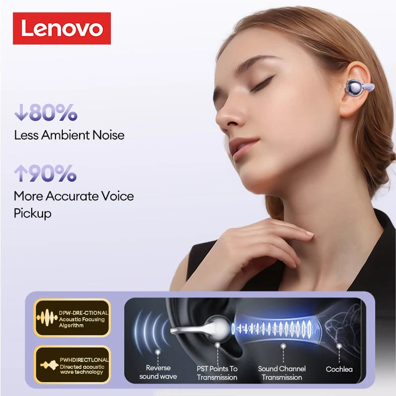 Lenovo LE302 Auricolari Bluetooth 6.0 Con Cancellazione Del Rumore, Lunga Durata Batteria, Microfono E Siri