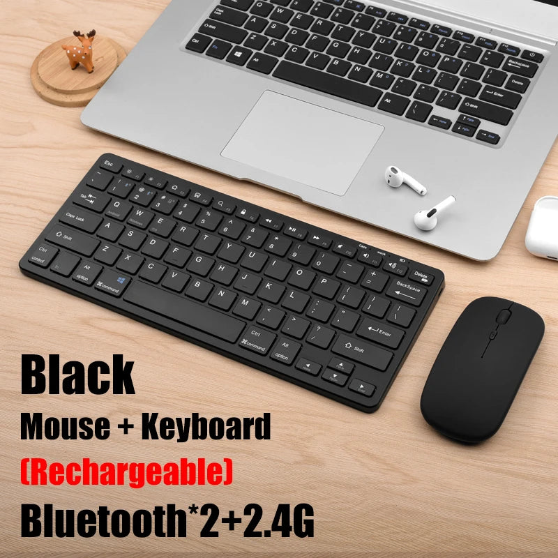 Set tastiera e mouse wireless 2.4G, combo tastiera e mouse Bluetooth 5.0, 2 modalità, mini tastiera e mouse per accessori PC portatili