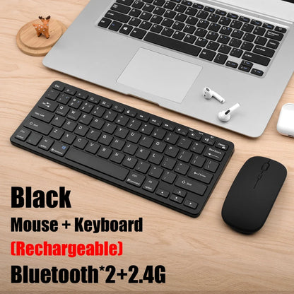 Set tastiera e mouse wireless 2.4G, combo tastiera e mouse Bluetooth 5.0, 2 modalità, mini tastiera e mouse per accessori PC portatili