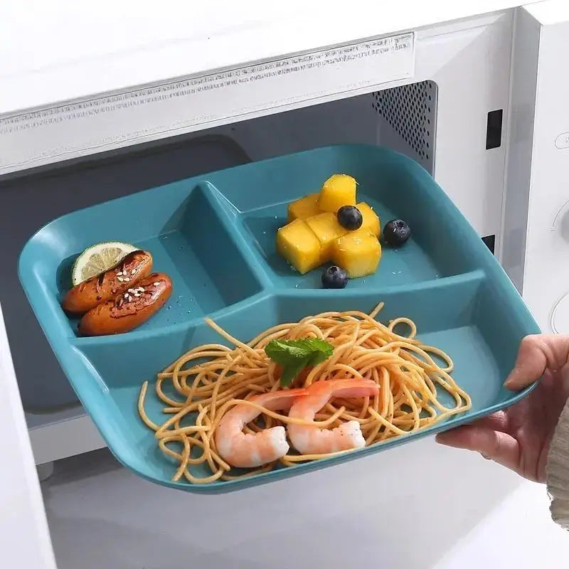 Piatto Quadrato In Plastica Con Tre Scomparti Per Pranzo Colazione Leggero Facile Da Lavare