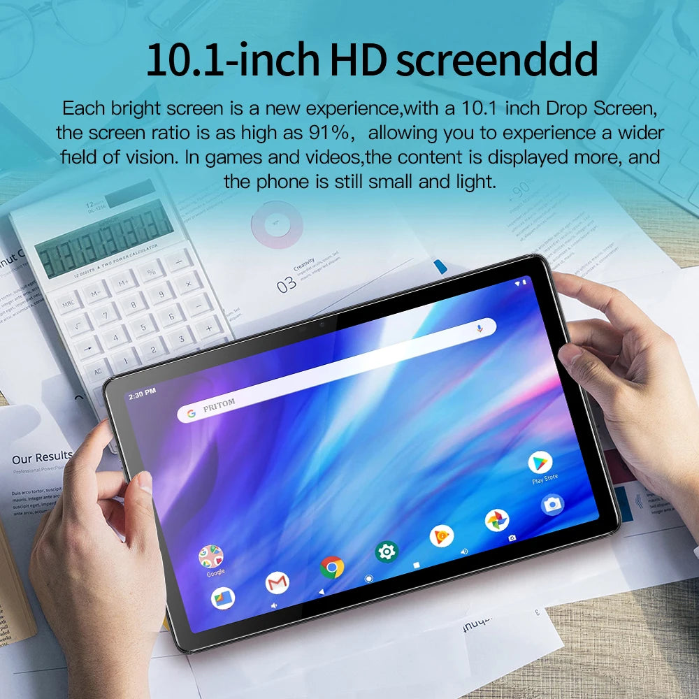 Tablet Android 10.1 Pollici Octa Core 8 GB RAM 256 GB ROM Android 13 Google Play 4G 5G WiFi Doppia Fotocamera 8000 mAh