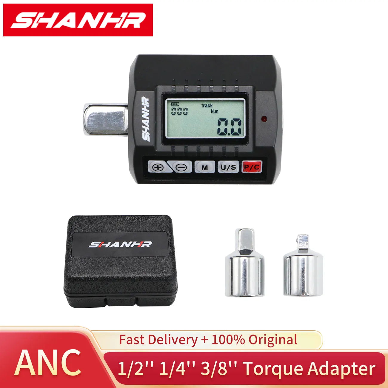 SHANHR Adattatore di coppia digitale da 1/2'', 1/2" 1/4 3/8, set di 3 pezzi di coppia regolabile con set di chiavi dinamometriche adattatore per bici