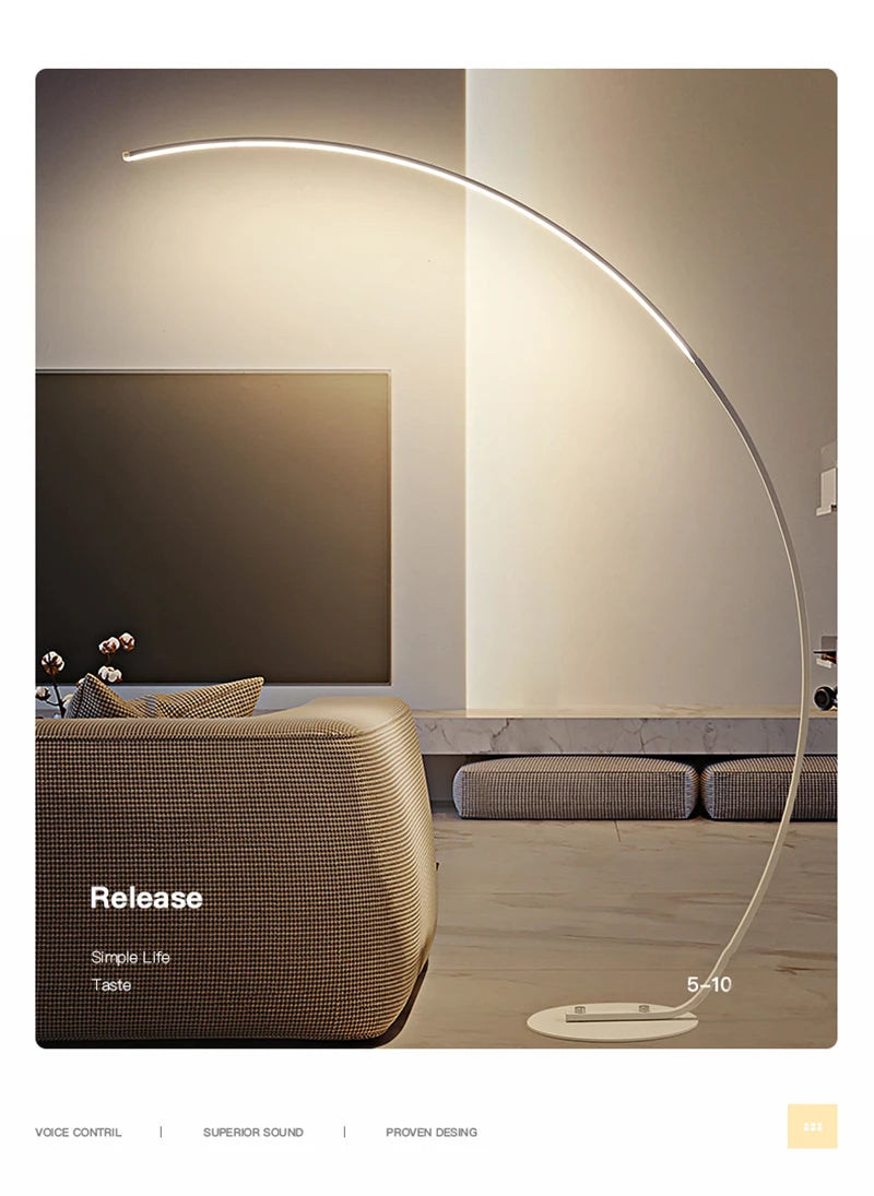 Lampada Da Terra Moderna A Arco Nordico Con LED Dimmabile E Telecomando Per Soggiorno E Camera Da Letto
