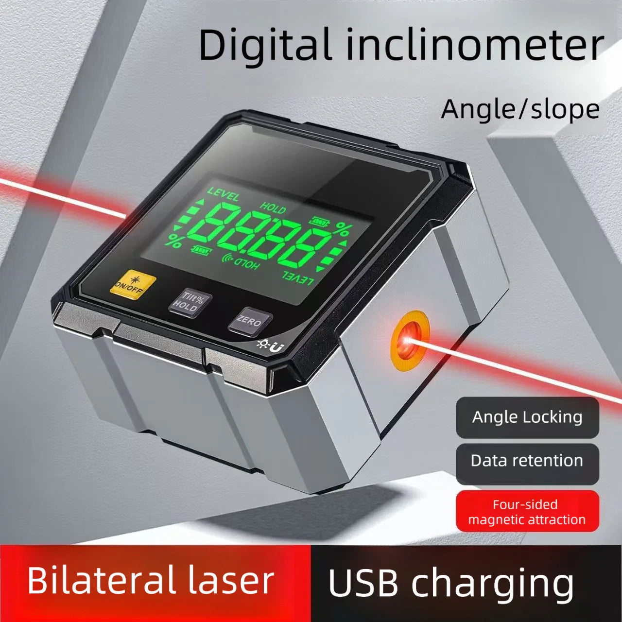 Goniometro Digitale Magnetico Con Inclinometro Laser E Livella Elettronica Per Misurazione Pendenza