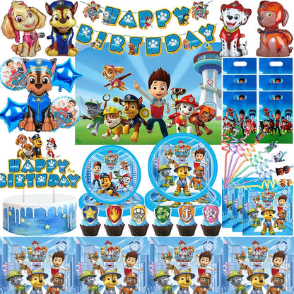 NUOVO Paw Patrol Compleanno Forniture Bomboniere Buon Compleanno Paw Patrol Kit di decorazioni per feste Piatto a palloncino Tazza Borsa regalo Adesivo per bambini